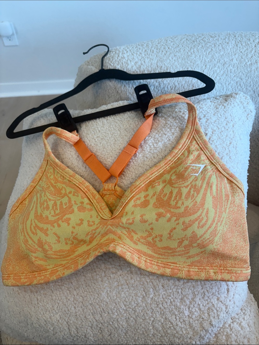 Gymshark Orange Patterned Seamless Sports Bra